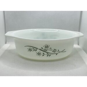Vintage Pyrex‎ Honeysuckle Promo 1.5qt Oval Casserole Green Floral EUC